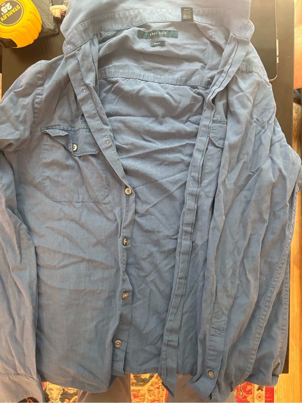 Perry Ellis Lightweight Blue Button-Up Shirt Jacket